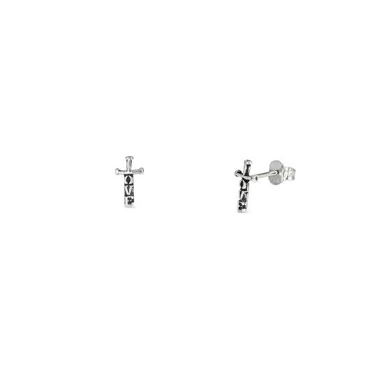 Silver Earrings - Love Cross
