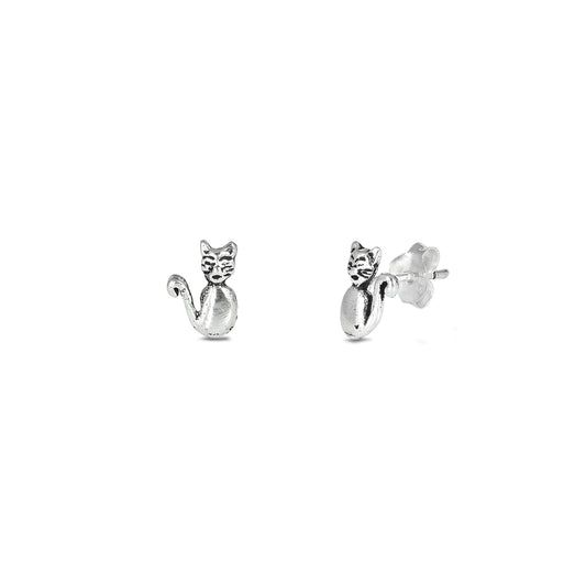 Silver Earrings - Cat