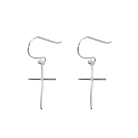 Silver Stud Earrings - Plain Cross
