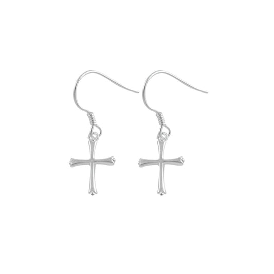 Silver Stud Earrings - Cross