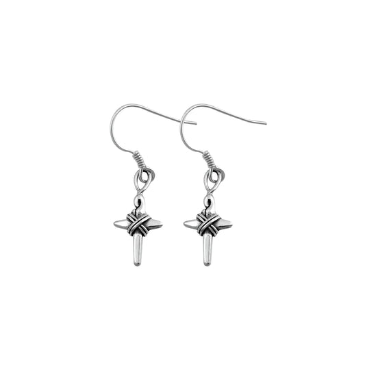 Silver Earrings - Cross