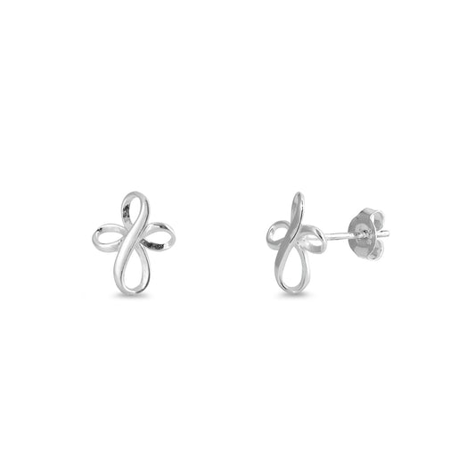 Silver Stud Earrings - Cross