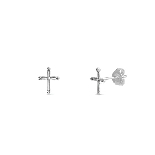 Silver Stud Earrings - Cross