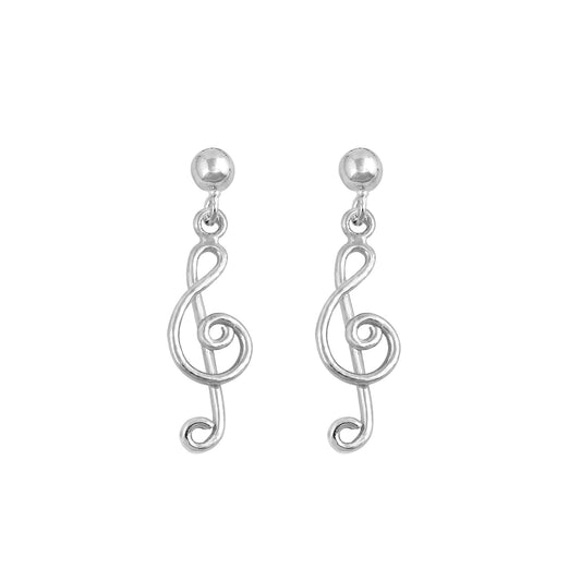 Silver Earrings - Music Note