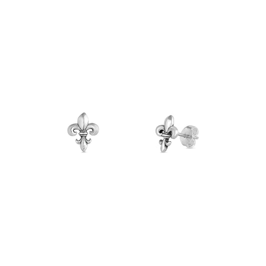 Silver Stud Earrings - Fleur de lis