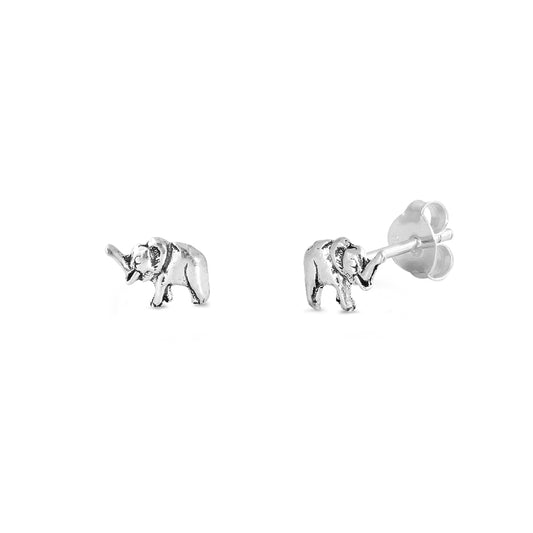 Silver Stud Earrings - Elephant