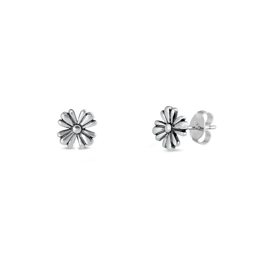 Silver Stud Earrings - Flower