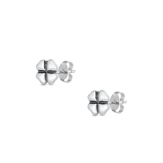 Silver Stud Earrings - Clover