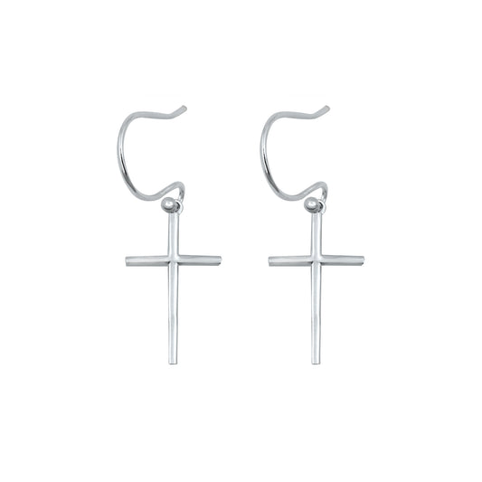 Silver Stud Earrings - Cross