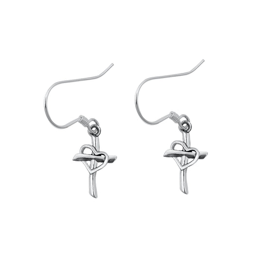Silver Stud Earrings - Cross