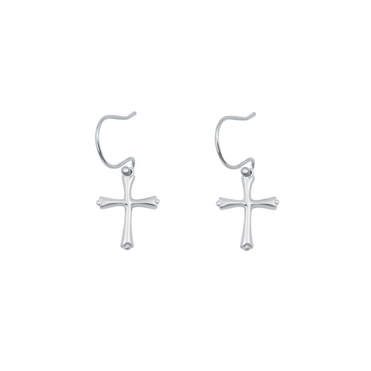 Silver Stud Earrings - Cross