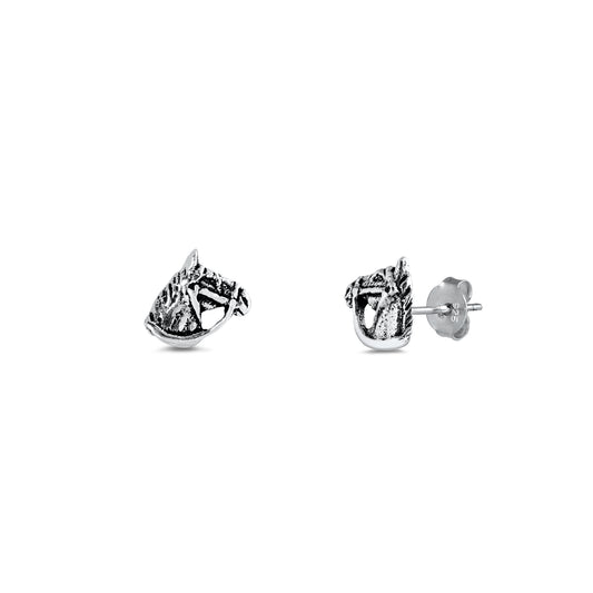 Silver Stud Earrings - Horse