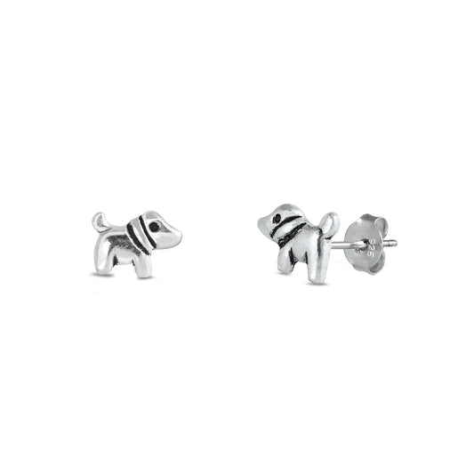 Silver Stud Earrings - Dog