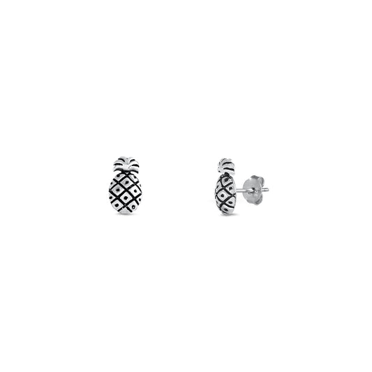 Silver Stud Earrings - Pineapple