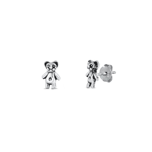 Silver Stud Earrings - Teddy Bear