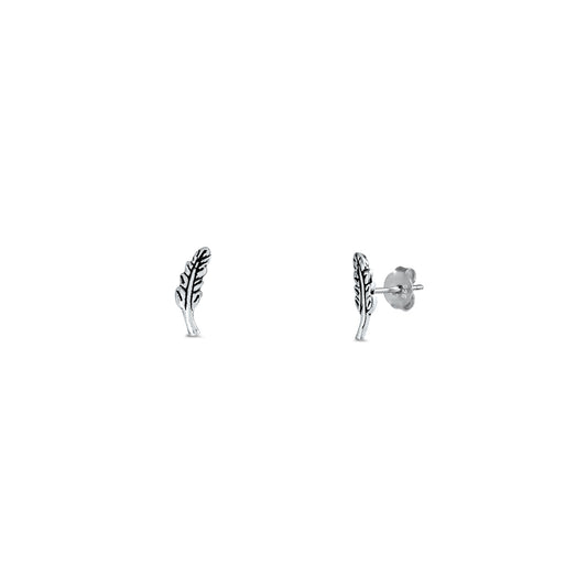 Silver Stud Earrings - Leaf