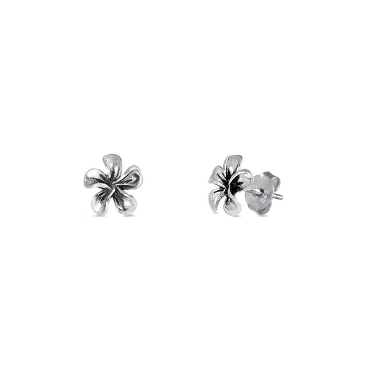 Silver Stud Earrings - Plumeria