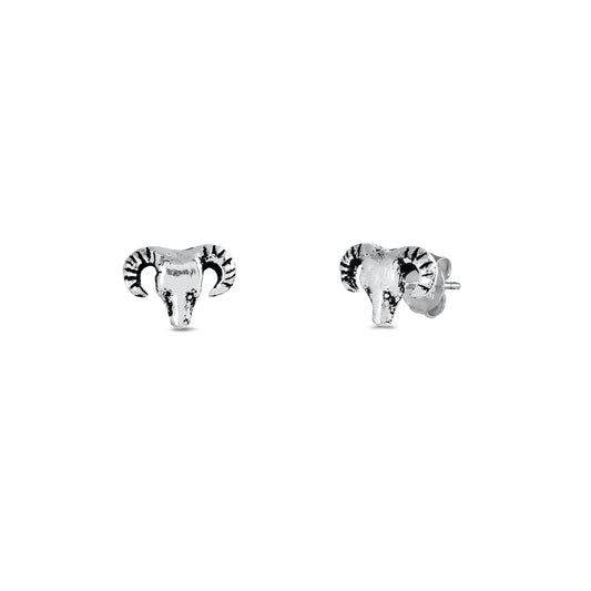 Silver Stud Earrings - Ram