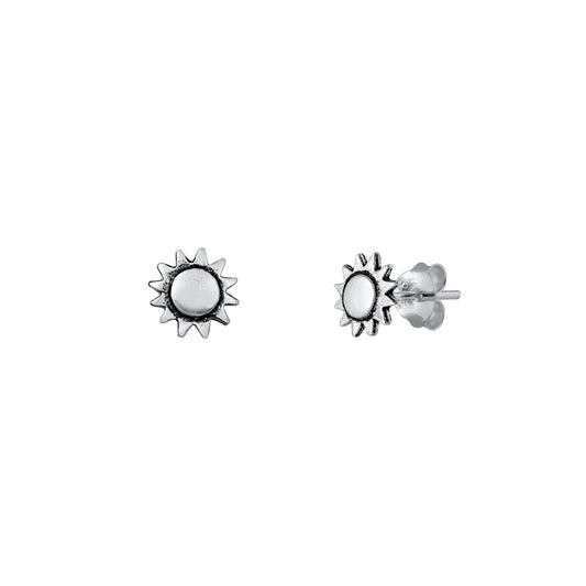 Silver Stud Earrings - Sun
