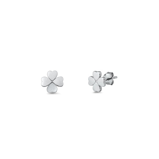 Silver Stud Earrings - Clover
