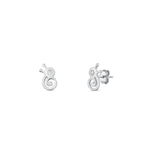 Silver Earrings with CZ - Snail