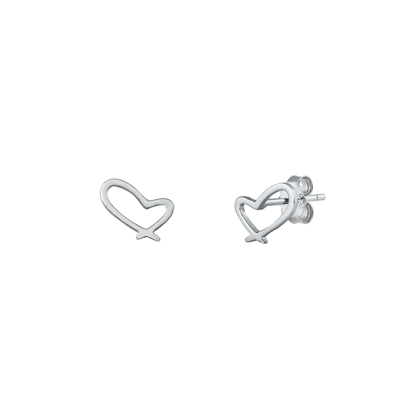 Silver Earrings with CZ - Heart