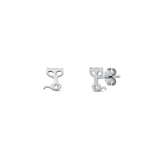 Silver Earrings with CZ - Cat
