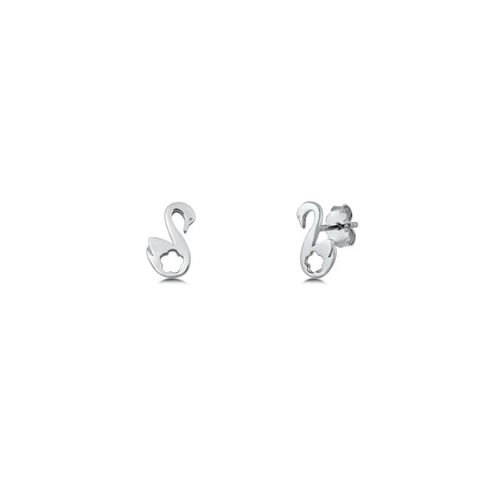 Silver Earrings with CZ - Swan
