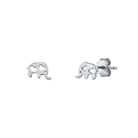 Silver Earrings with CZ - Elephant
