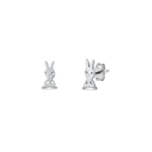 Silver Earrings with CZ - Rabbit