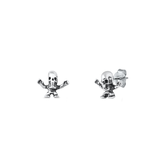 Silver Stud Earrings - Skull