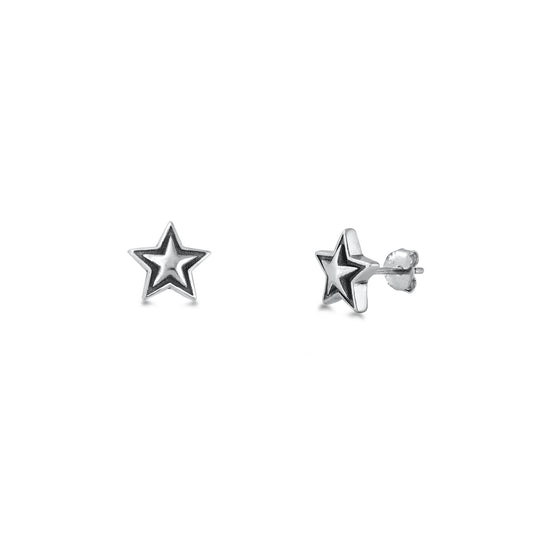 Silver Stud Earrings - Star