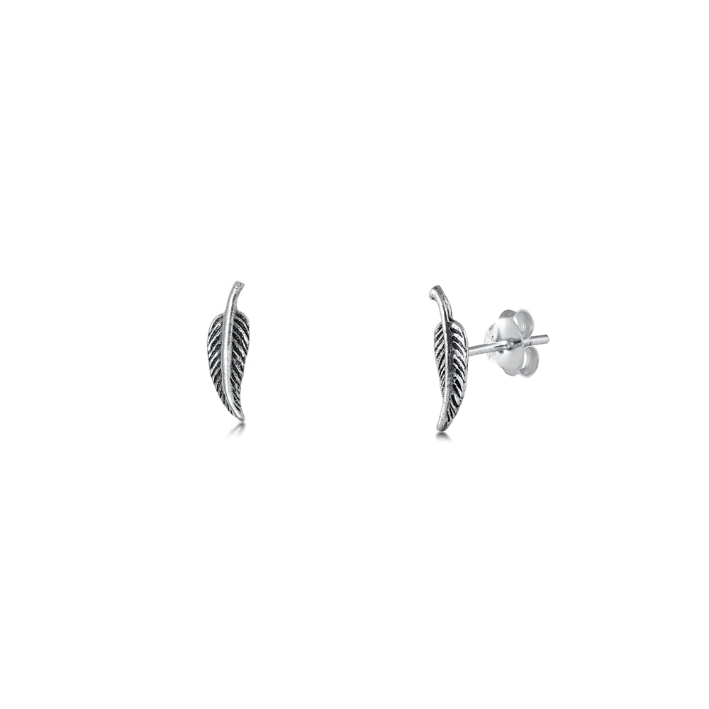 Silver Earrings - Feather