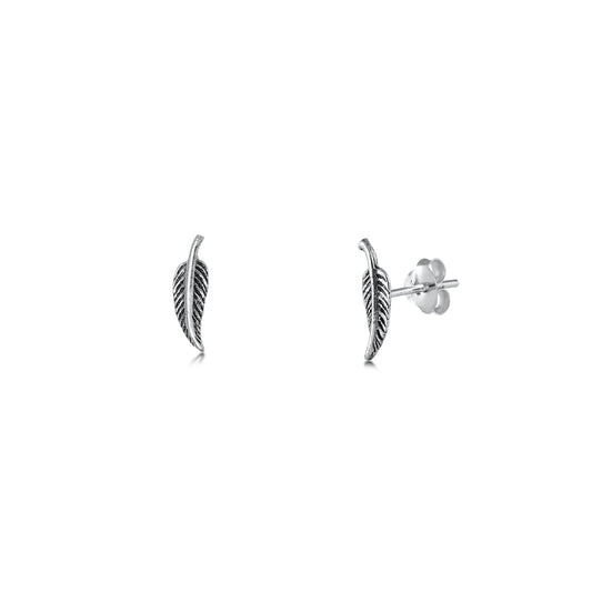 Silver Earrings - Feather