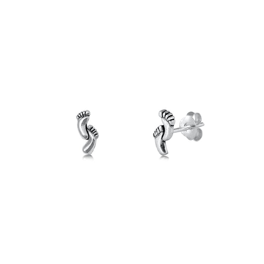 Silver Earrings - Feet