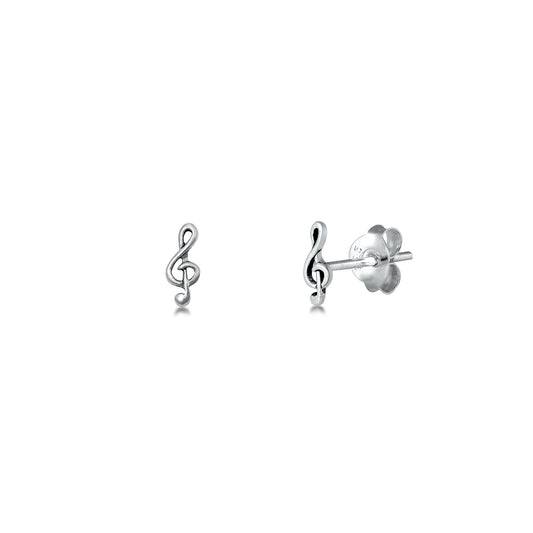 Silver Earrings - Music Note