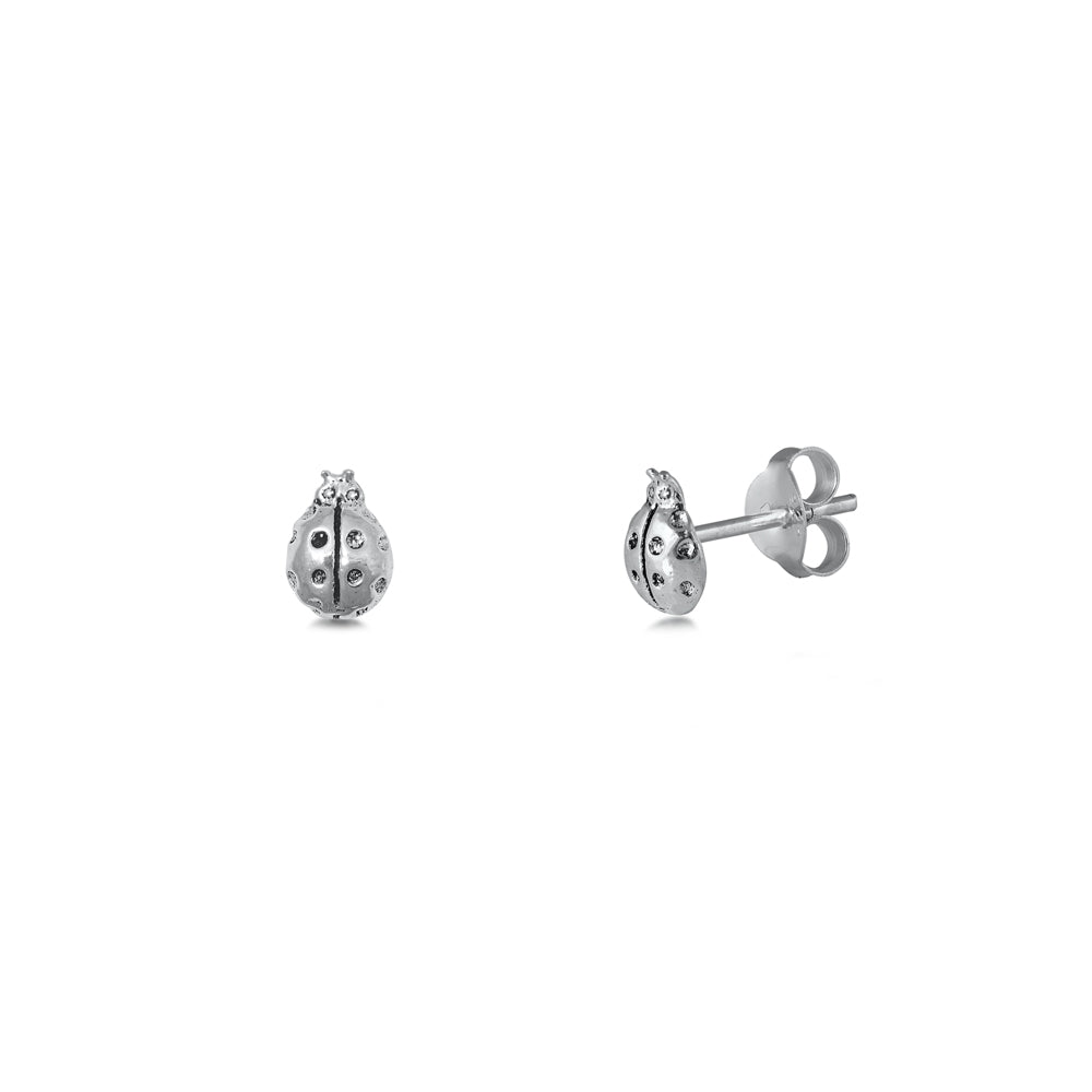 Silver Earrings - Ladybug