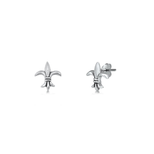 Silver Stud Earrings - Fleur De Lis