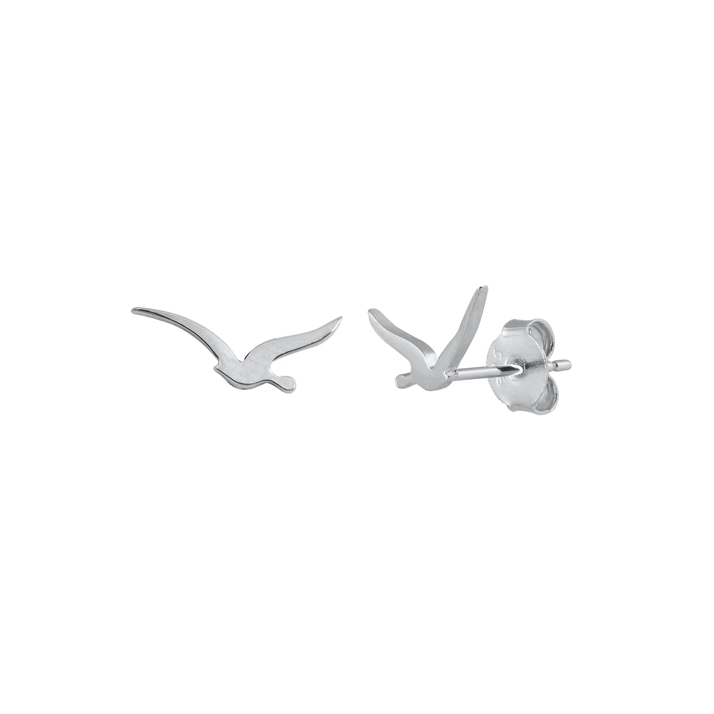 Silver Stud Earrings - Seagull