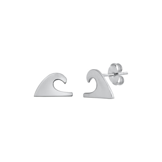 Silver Stud Earrings - Wave
