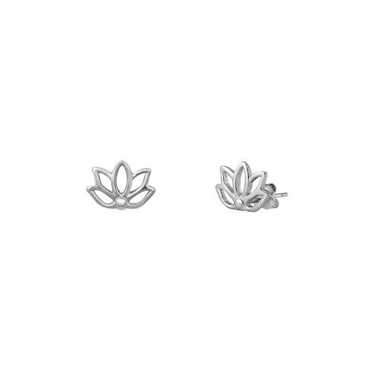 Silver Stud Earrings - Lotus
