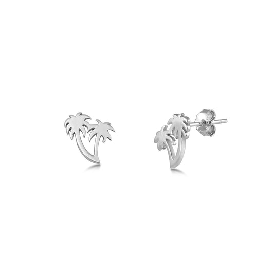 Silver Stud Earrings - Palm Trees