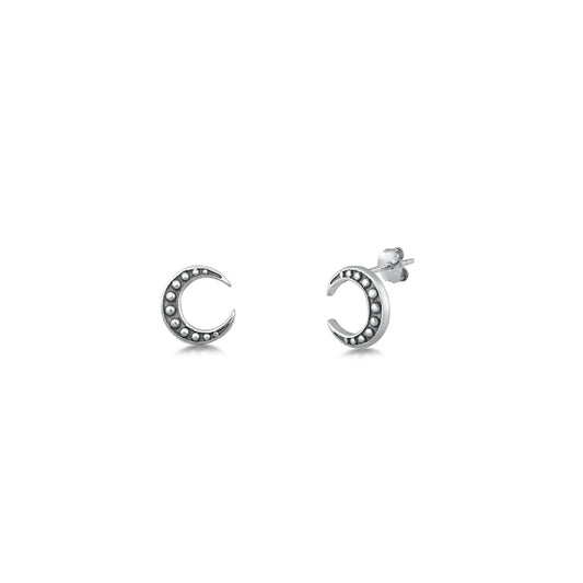 Silver Stud Earrings - Crescent Moon