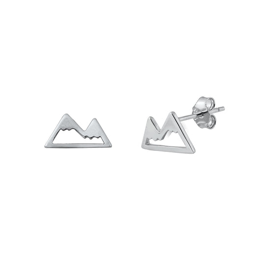 Silver Stud Earrings - Mountains