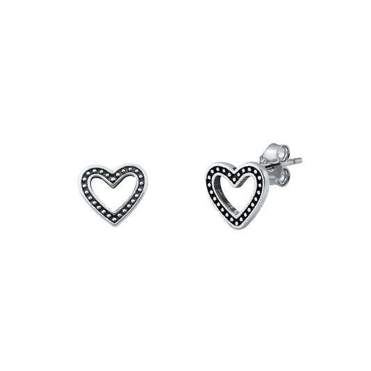 Silver Stud Earrings - Heart