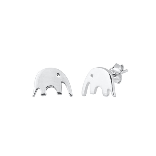 Silver Stud Earrings - Elephant