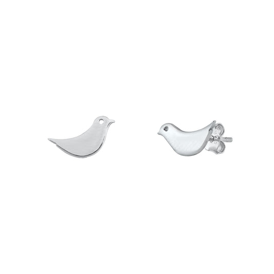 Silver Stud Earrings - Little Bird