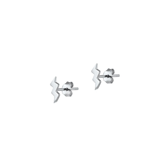 Silver Stud Earrings - Lightning Bolt