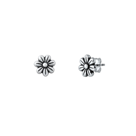 Silver Stud Earrings - Flowers