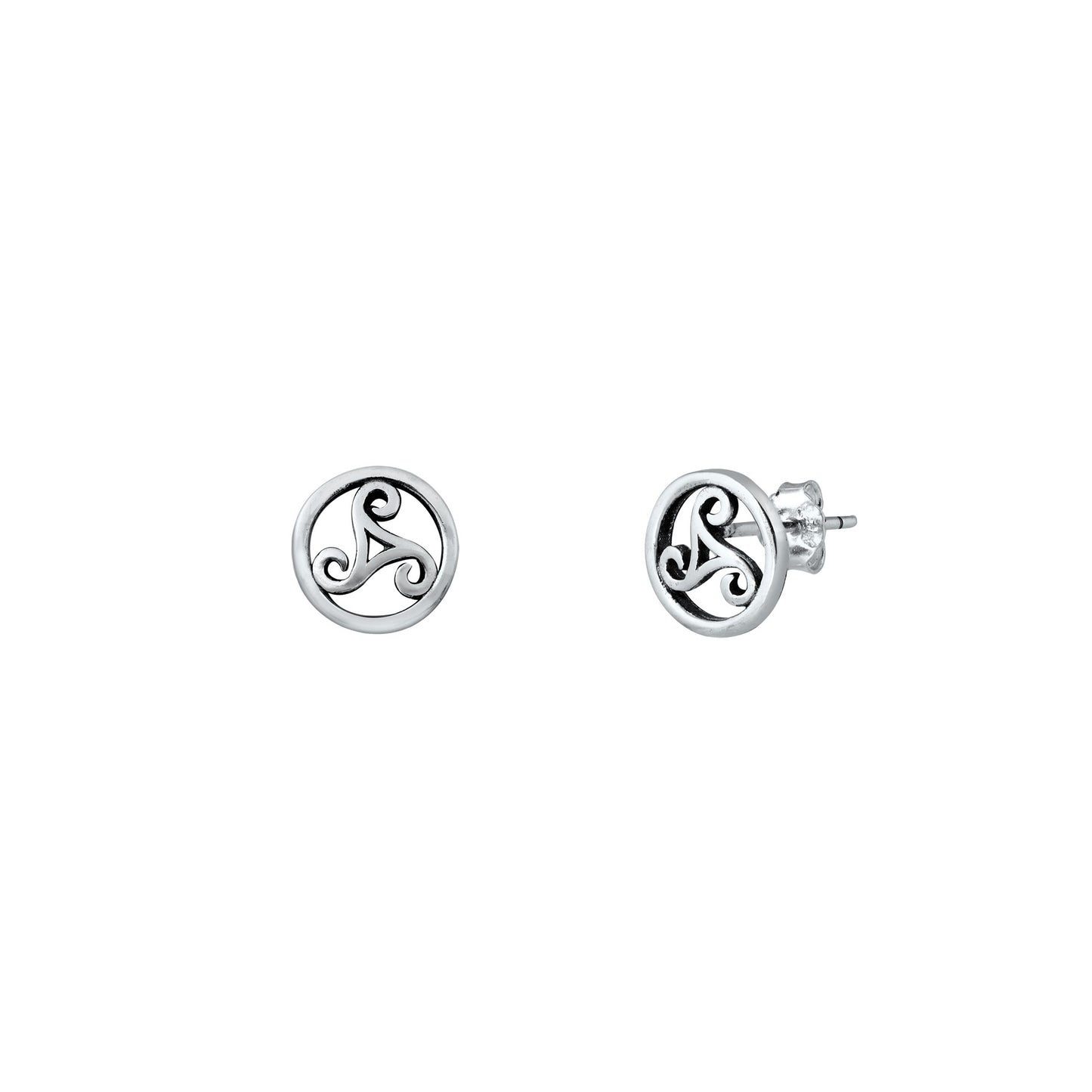 Silver Stud Earrings - Triskelion